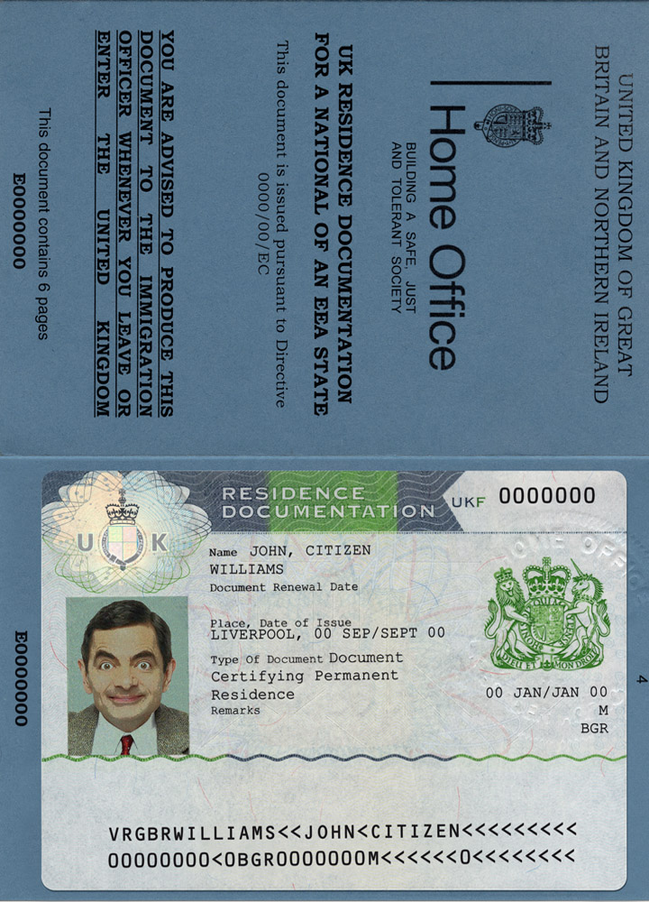 Documents de résidence au Royaume-Uni 2 modèles PSD (également avec aspect passeport) template